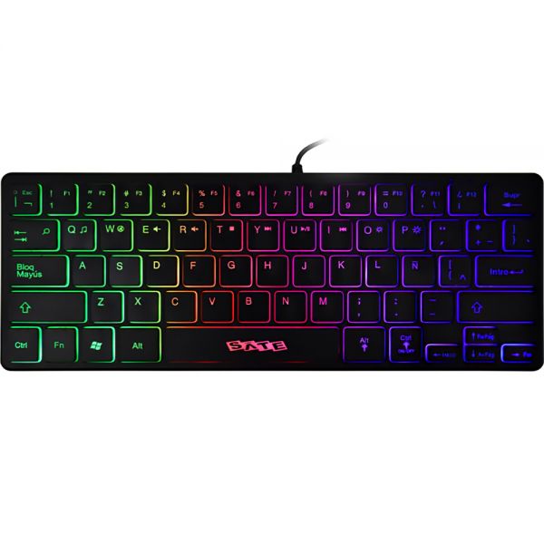 Teclado Gamer Satellite Ak-872 Rgb Usb - Preto (Espanhol)