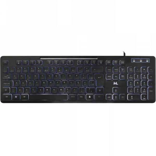 Teclado Mtek Kb-7269L-Esp Led Usb - Preto (Espanhol)