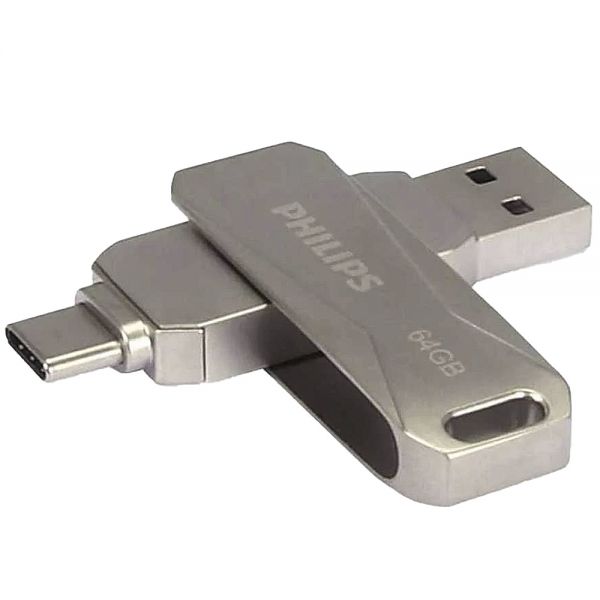 Pendrive Philips Snap Otg Type-C Usb 3.0 64 Gb Fm64Dc125B/97 - Prata