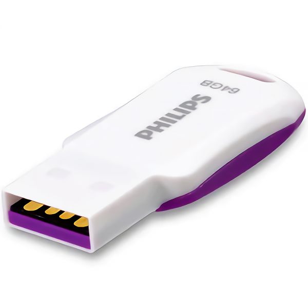 Pendrive Philips Wee Fm64Fd110B/97 Usb 2.0 64 Gb - Branco/Lilás
