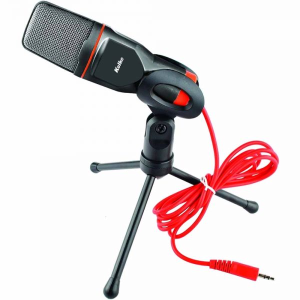 Microfone Kolke Kpi-047 + Tripé - Preto/Vermelho