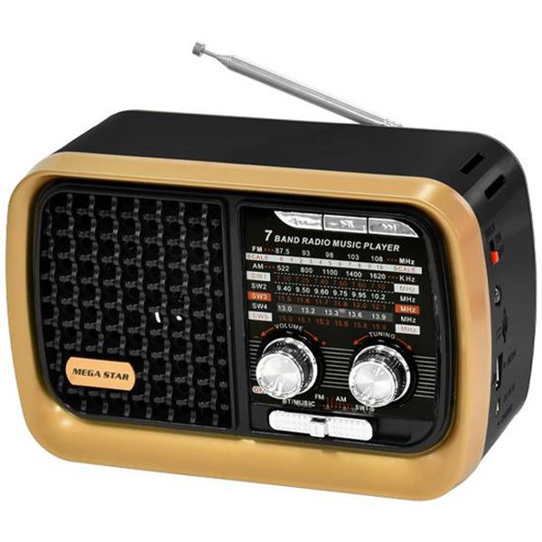 Rádio Portátil Megastar Rx1906Bt Am/Fm - Black/Gold