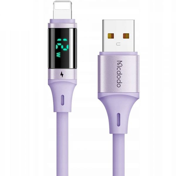 Cabo Usb-A Para Lightning Mcdodo Ca1910 Com Tela Digital - Roxo 1.2 Metros