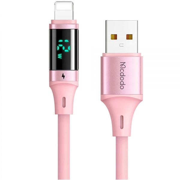 Cabo Usb-A Para Lightning Mcdodo Ca1911 Com Tela Digital - Rosa 1.2 Metros