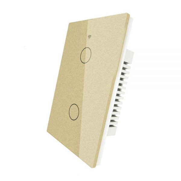 Interruptor De Luz Inteligente Moes Ws-Us2-Rfg-N Wi-Fi Rf 2 Botões - Dourado