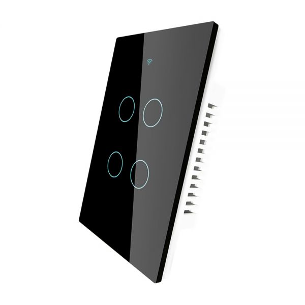 Interruptor De Luz Inteligente Moes Ws-Us4-Rfb-N Wi-Fi Rf 4 Botões - Preto