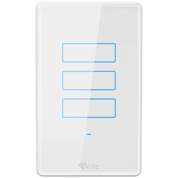 Interruptor Inteligente Touch 4Life Fl801-3 3 Botão - Branco