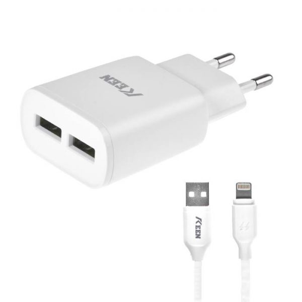 Adaptador Usb Keen Kc-01 Auto Id + Cabo Lightning - Branco