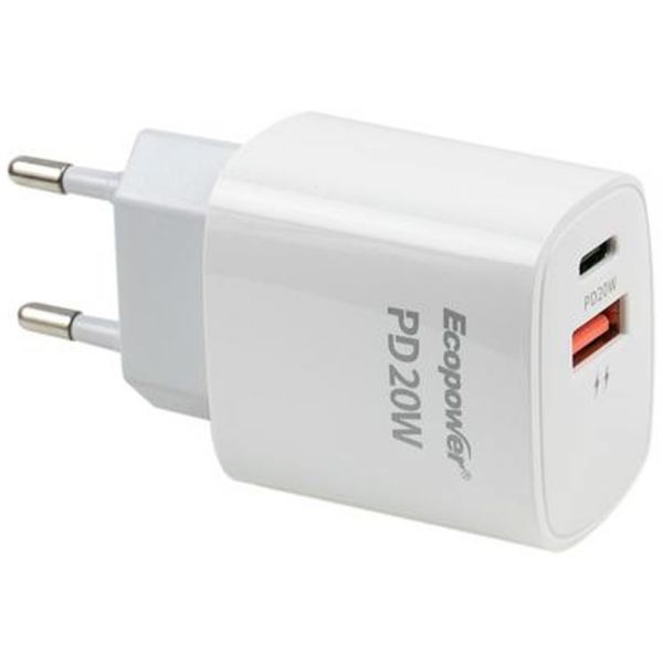Adaptador Usb-C E Usb-A Ecopower Ep-7038 20 W - Branco