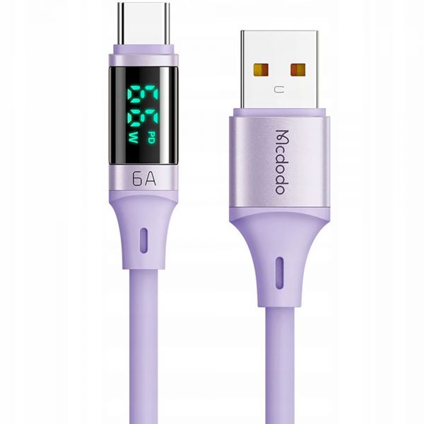 Cabo Usb-A Para Usb-C Mcdodo Ca1920 Com Tela Digital - Roxo 1.2 Metros