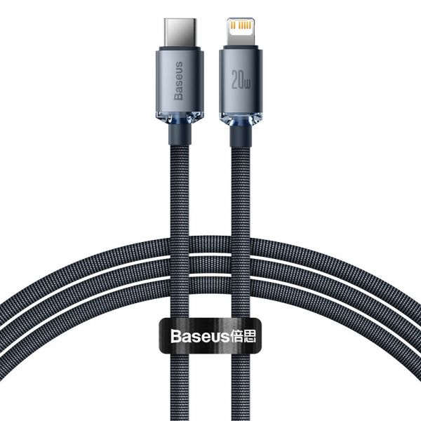 Cabo Usb-C A Lightning Baseus Cajy000201 Crystal Shine 20 W - Black 1.2 Metros