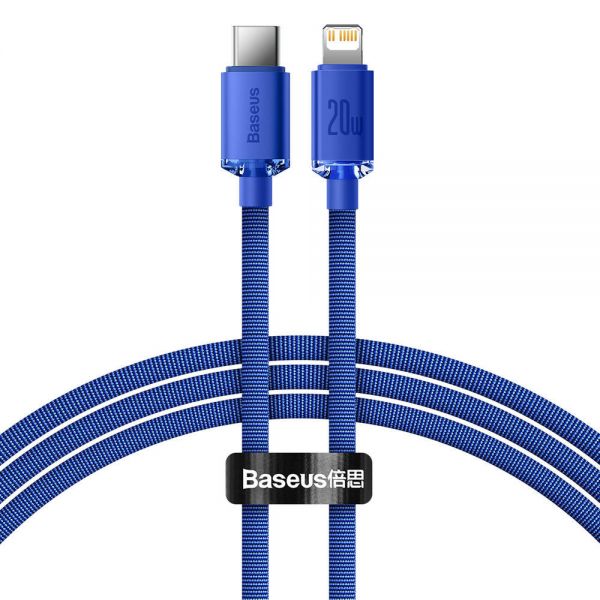 Cabo Usb-C A Lightning Baseus Cajy000203 Crystal Shine 20 W - Blue 1.2 Metros