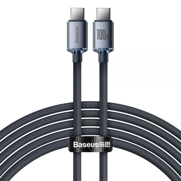 Cabo Usb-C A Usb-C Baseus Cajy000701 Crystal Shine 100 W - Black 2 Metros