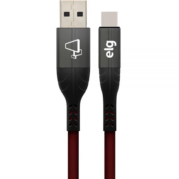 Cabo Usb-C Elg Tc10Rd - Preto/Vermelho 1 Metro
