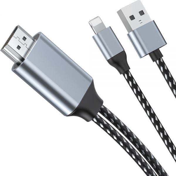 Cabo Wiwu X7L Lightning A Hdmi/Usb - Preto/Prata 2 Metros