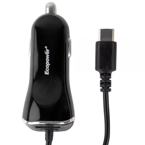 Carregador De Carro Ecopower Ep-7031 Com Cabo Usb-C - Preto
