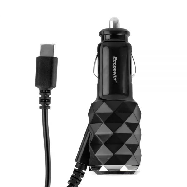 Carregador De Carro Ecopower Ep-7035 Com Cabo Usb-C - Preto