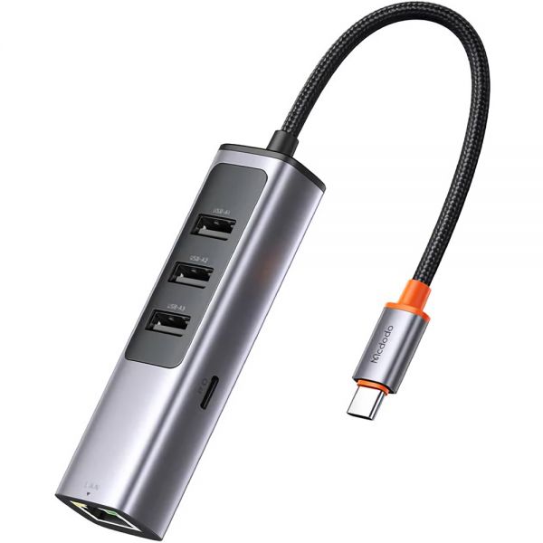 Hub Mcdodo 5 En 1 Hu1110 Usb-C + Porta Lan Rj45 - Cinza