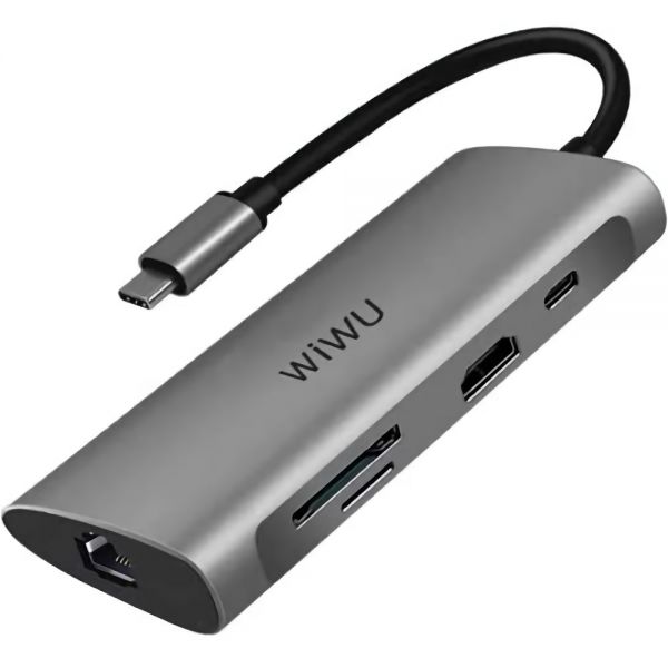 Hub Wiwu Alpha A831Hrt Usb-C 8 En 1 Para Macbook - Cinza