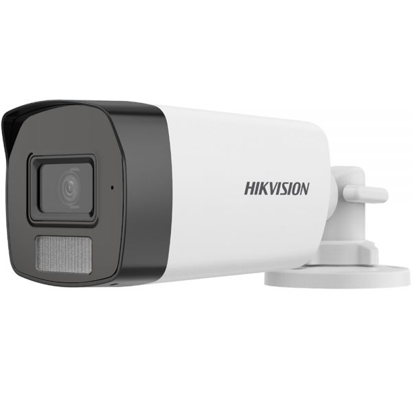 Câmera De Vigilância Hikvision Bullet Ds-2Ce17D0T-Lfs Dual Light Audio 3.6Mm 1080P Externo - Branco/Preto