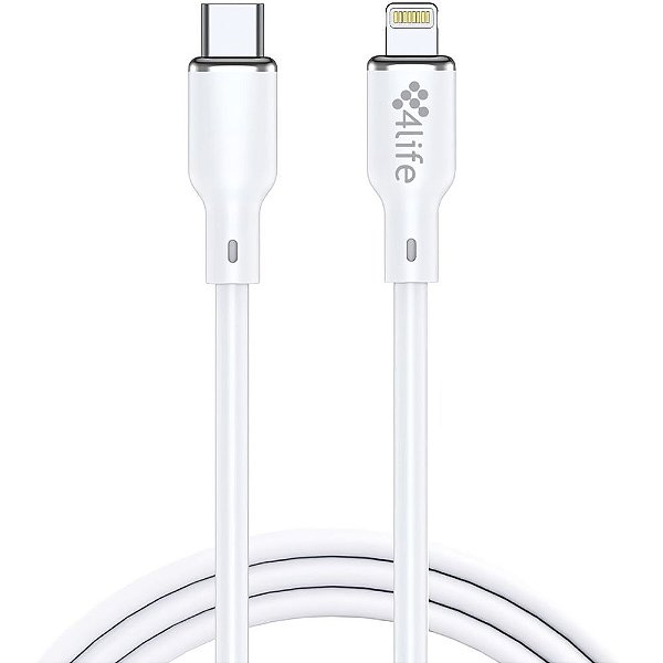 Cabo USB-C para Lightning 4Life FLCL62SB - Branco 2 metros