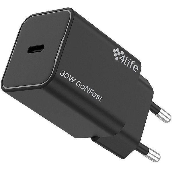 Carregador de Parede 4Life FL8230CGB 30 W GaNFast USB - Preto