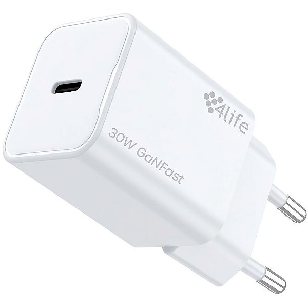 Carregador de Parede 4Life FL8230CGW 30 W GaNFast USB-C - Branco