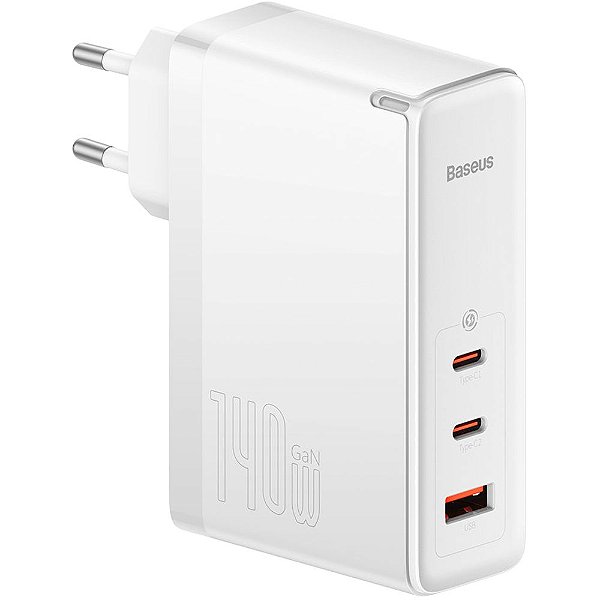 Carregador de Parede Baseus GaN5 Pro Fast 140 W 2X USB-C + USB-A - Branco (CCGP100202)