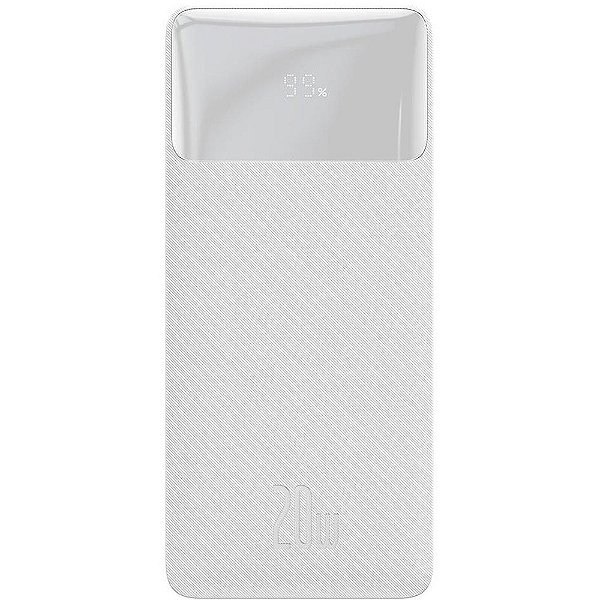 Carregador Portátil Baseus Bipow LCD 20 W 30.000 mAh 2 x USB-A + USB-C + Micro USB - Branco (PPBD050402)
