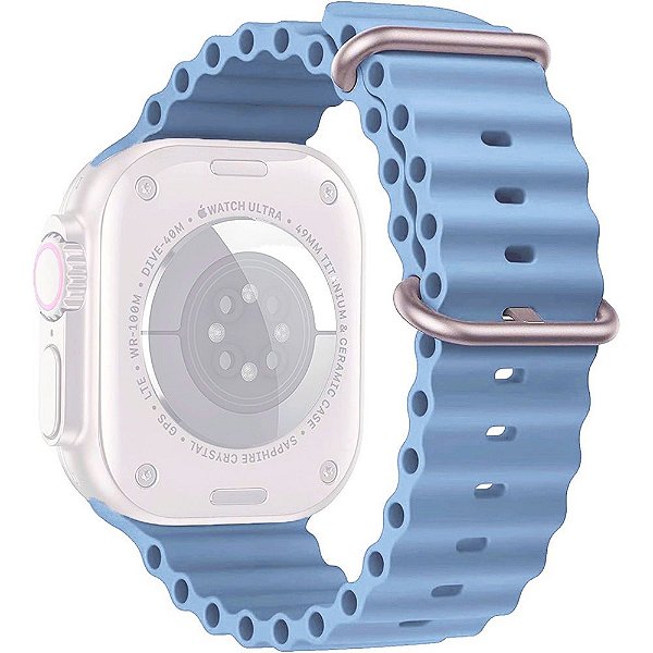 Correia de Silicone Smart Vision para Apple Watch 42/44/45/49 mm - Azul Claro