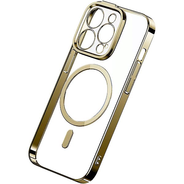 Estojo Protetor + Película Protetora da Série Glitter Baseus para iPhone 14 Pro Magsafe - Dourado/Transparente (ARMC011015)