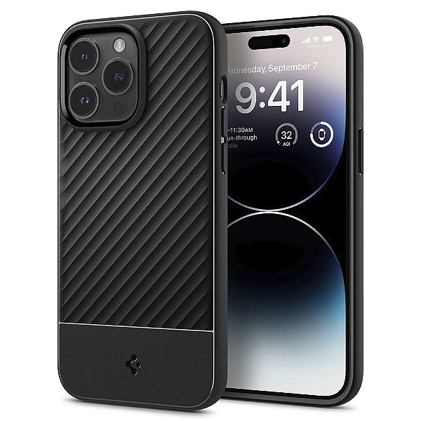 Estojo Protetor Spigen Core Armor ACS04661 para iPhone 14 Pro - Preto Fosco