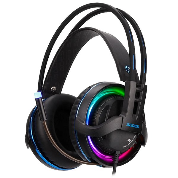 Fone de Ouvido Gamer Sades Diablo SA-916 RGB - Preto/Azul