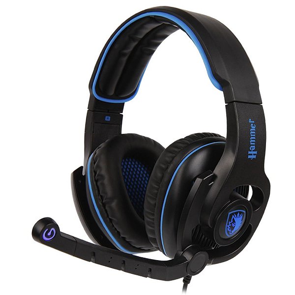 Fone de Ouvido Gamer Sades Hammer SA-923 7.1 - Preto/Azul