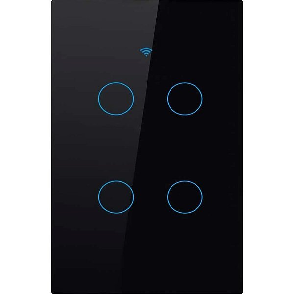 Interruptor de Luz Inteligente Moes WS-US4-L Wi-Fi RF 4 Botões - Preto