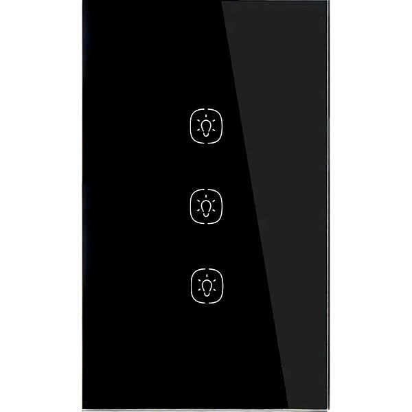 Interruptor de Luz Inteligente Zemismart HSS 03TR Zigbee 3 Botões - Preto