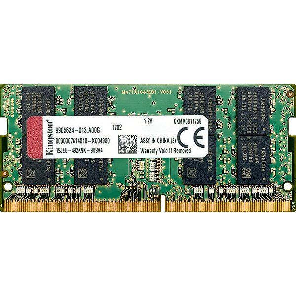 Memória RAM DDR4 SO-DIMM Kingston 3200 MHz 16 GB KVR32S22D8/16