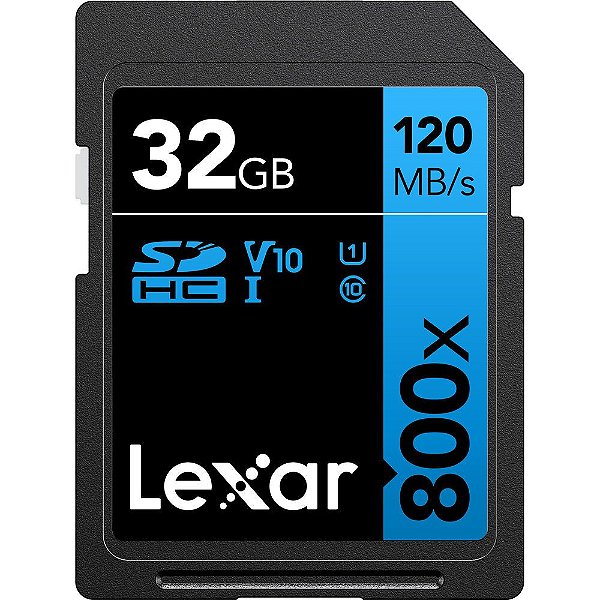 Memória SD Lexar 800X Blue Series 120-10 MB/s C10 U1 V10 32 GB (LSD0800032G-BNNNU)