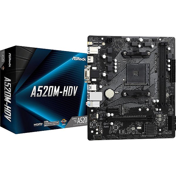 Placa Mãe ASRock A520M-HDV AM4 DDR4 Micro ATX