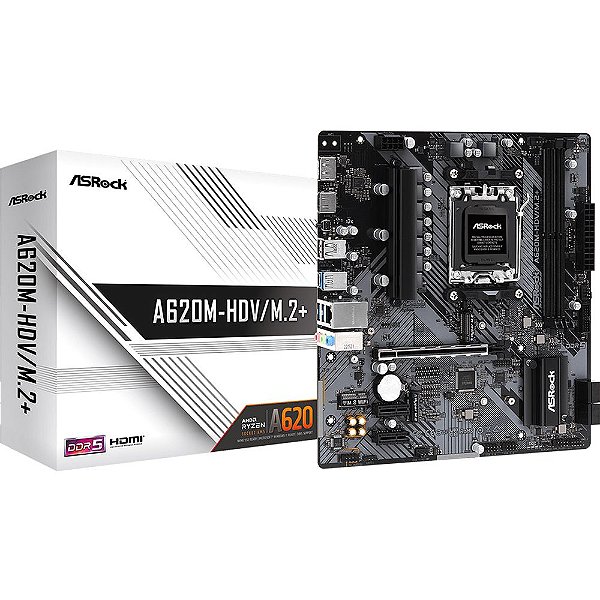 Placa Mãe ASRock A620M-HDV/M.2+ AM5 DDR5 Micro ATX