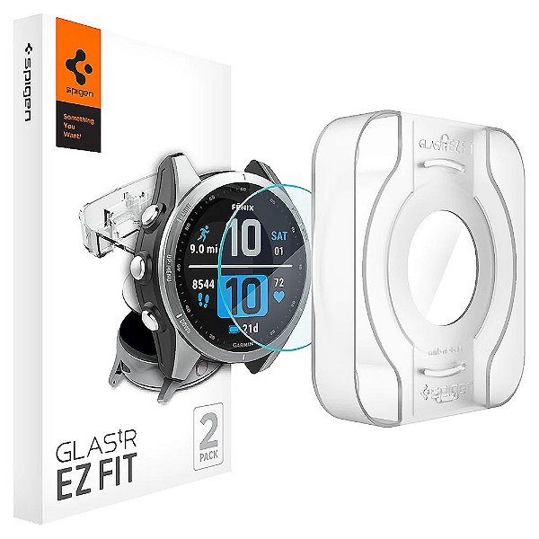 Protetor de Tela Spigen GLAS.tR EZ FIT AGL04631 para Garmin Fénix 7S - 2 unidades