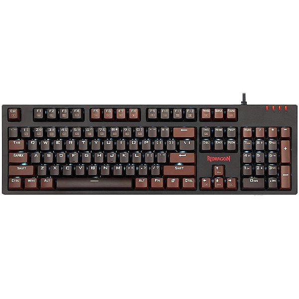 Teclado Gamer Redragon K592 AMSA RGB USB - Preto/Marrom
