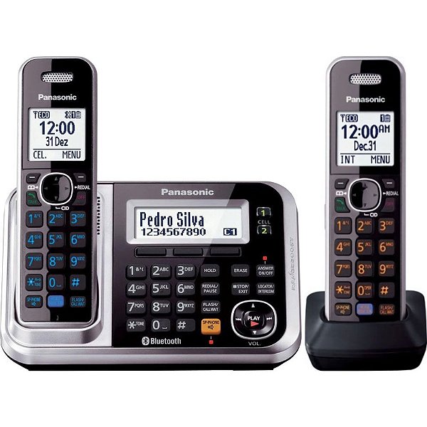 Telefone Sem fio Panasonic KX-TG7841 + KX-TGA680 - Preto/Prata