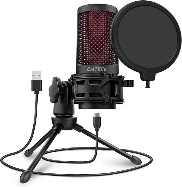 Microfone USB profissional para podcast CMTECK XM-550