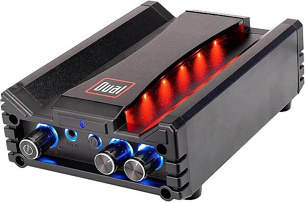 Amplificador Duplo de Micro Classe D DBTMA100 da Dual Electronics Preto | Entrada AUX 3,5 mm | Saídas estéreo RCA | 100 Watts de Potência Máxima | Alcance de Bluetooth sem fio de até 100 pés