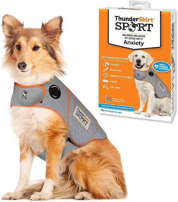 Roupa para cães Thundershirt - Casaco de ansiedade para cães Thundershirt, Platina, Grande