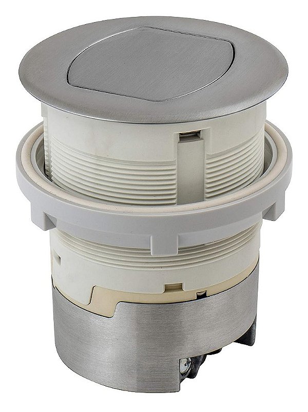 Bryant Electric RCT200ALU 15A 125V Receptáculo de Bancada Pop-Up à Prova de Obstruções Montagem de Superfície, 15 Amp, Alumínio Escovado