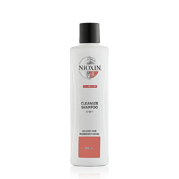 Nioxin Sistema 4, Shampoo de Limpeza com Óleo de Hortelã-Pimenta, Trata o Couro Cabeludo Sensível e Fornece Hidratação, para Cabelos com Coloração e Afinamento Progressivo, V