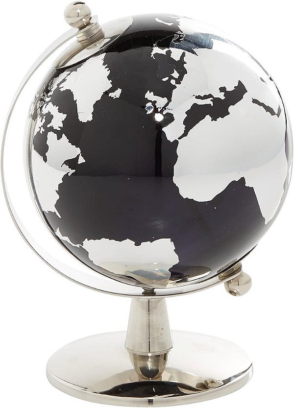 Globo de Aço Inoxidável Deco 79 com Detalhes em Prata, 6 x 6 x 8, Azul