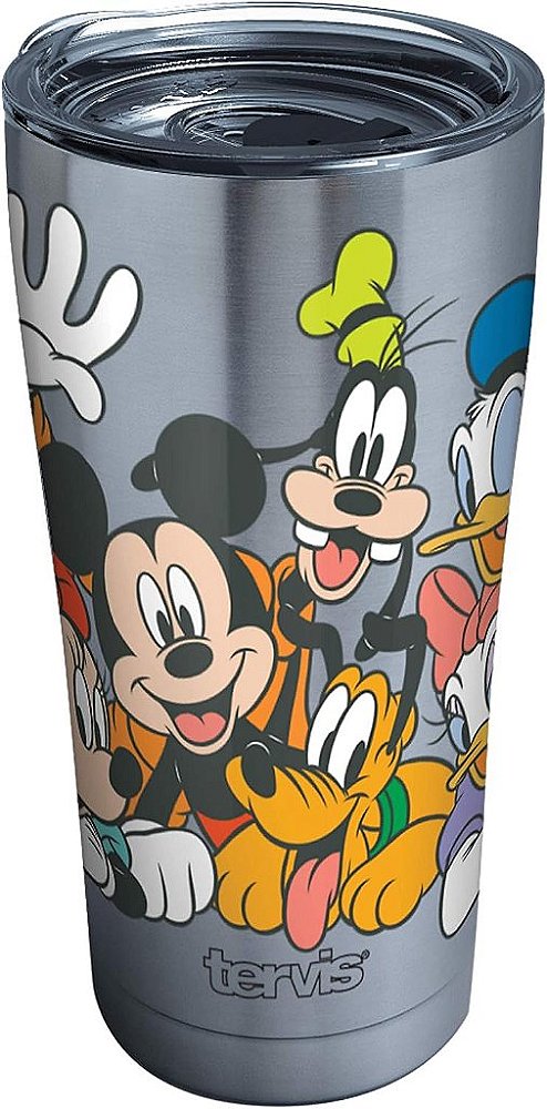 Caneca de viagem isolada com parede tripla Tervis Disney Mickey Group mantém bebidas frias e quentes, 20oz Legacy, Aço Inoxidável